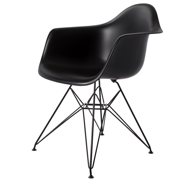 Charles Eames style, Eetkamerstoel DAR Zwart frame PP zwart