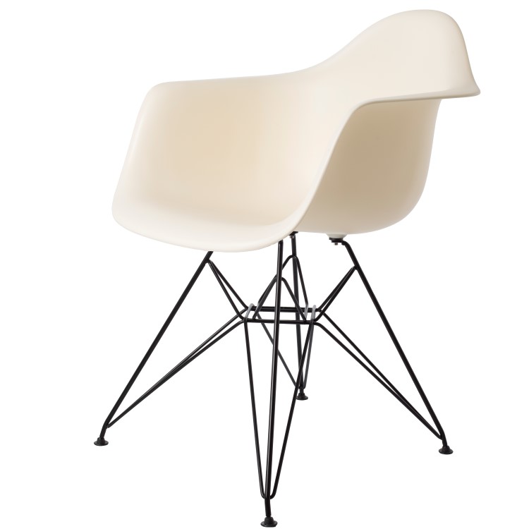 Charles Eames style, Eetkamerstoel DAR Zwart frame PP creme