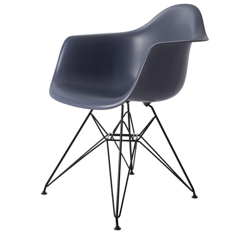 Charles Eames style, Eetkamerstoel DAR Zwart frame PP donkergrijs