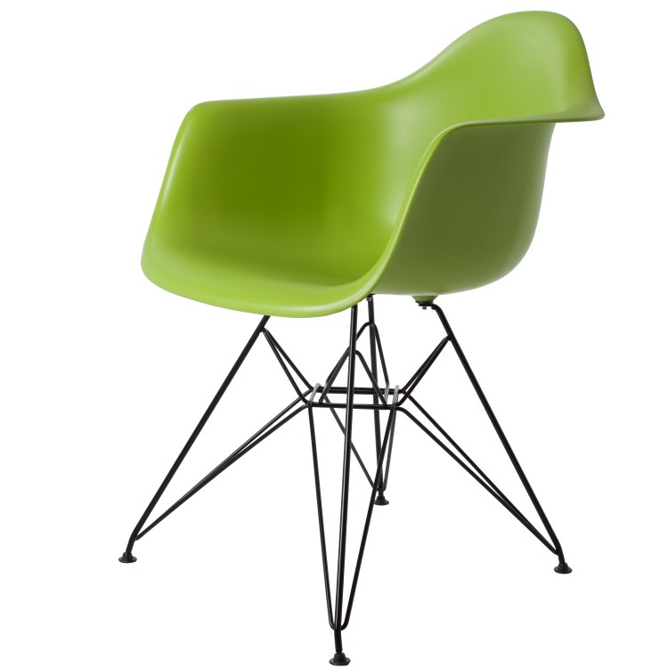 Charles Eames style, Eetkamerstoel DAR Zwart frame PP groen