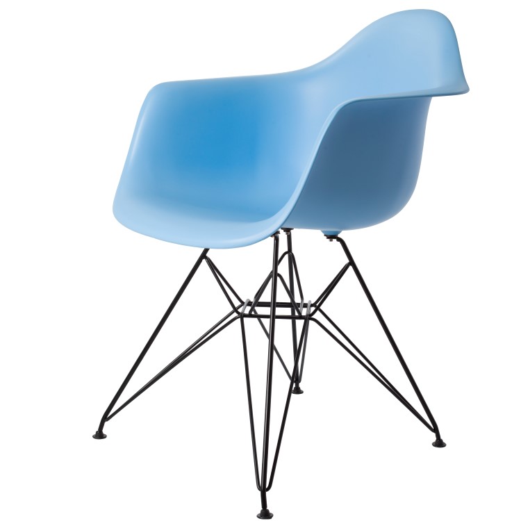 Charles Eames style, Eetkamerstoel DAR Zwart frame PP lichtblauw