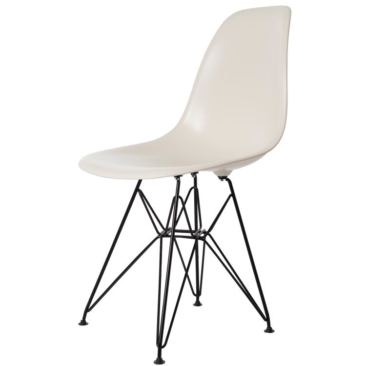 Charles Eames style, Eetkamerstoel DSR Zwart frame ABS creme