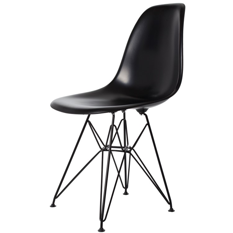 Charles Eames style, Eetkamerstoel DSR Zwart frame ABS zwart
