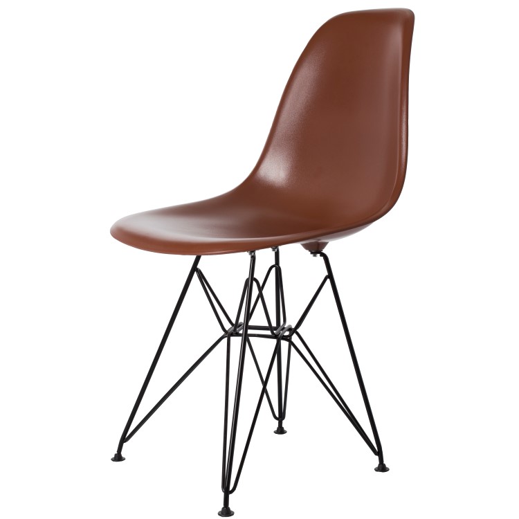 Charles Eames style, Eetkamerstoel DSR Zwart frame ABS bruin