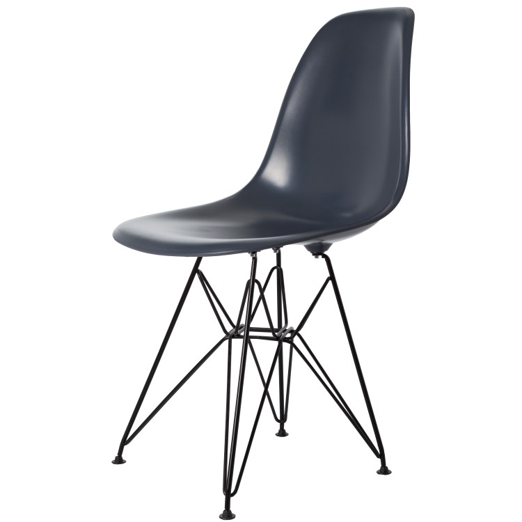Charles Eames style, Eetkamerstoel DSR Zwart frame ABS donkergrijs