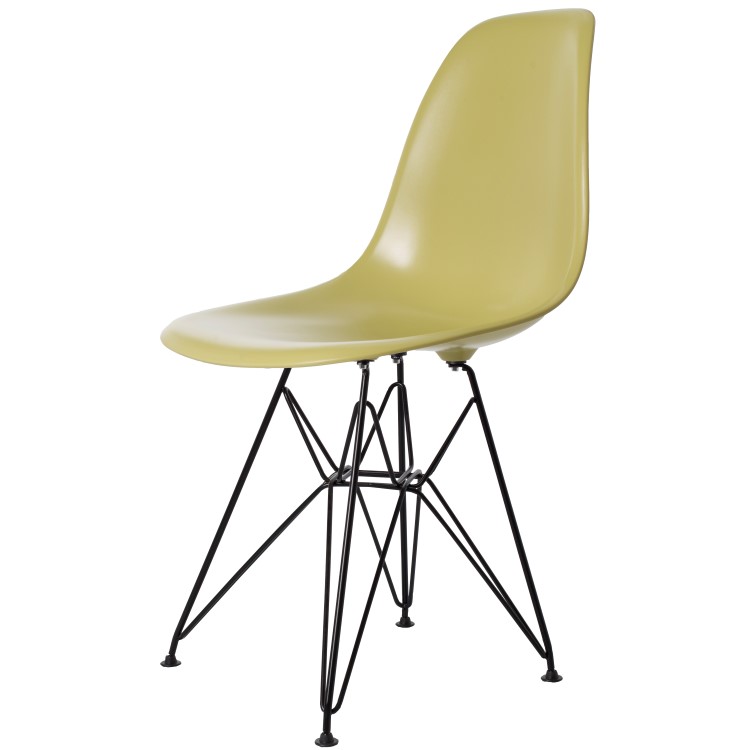 Charles Eames style, Eetkamerstoel DSR Zwart frame ABS olijfgroen