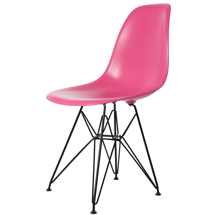 Charles Eames style, Eetkamerstoel DSR Zwart frame ABS roze