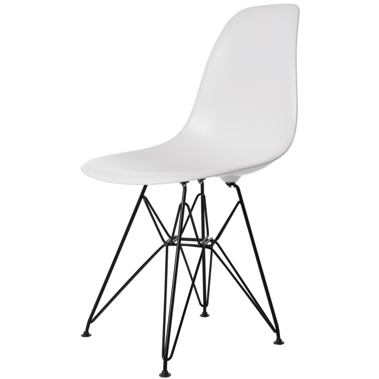 Charles Eames style, Eetkamerstoel DSR Zwart frame ABS wit