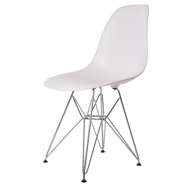 Charles Eames style, Eetkamerstoel DSR mat PP wit