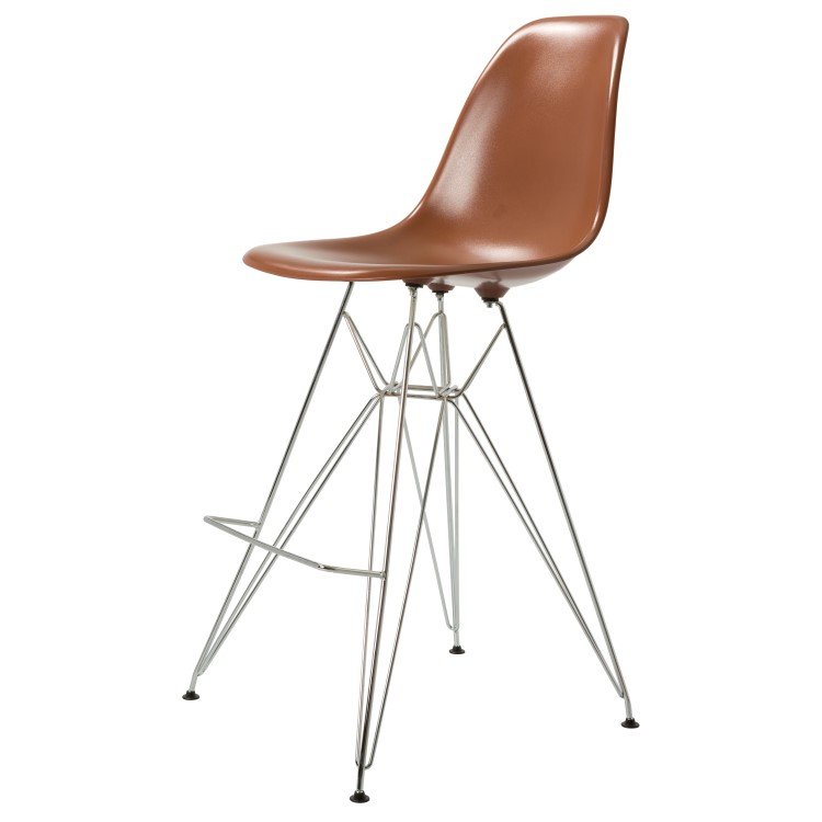 Charles Eames style, Barkruk DSR glanzend ABS bruin