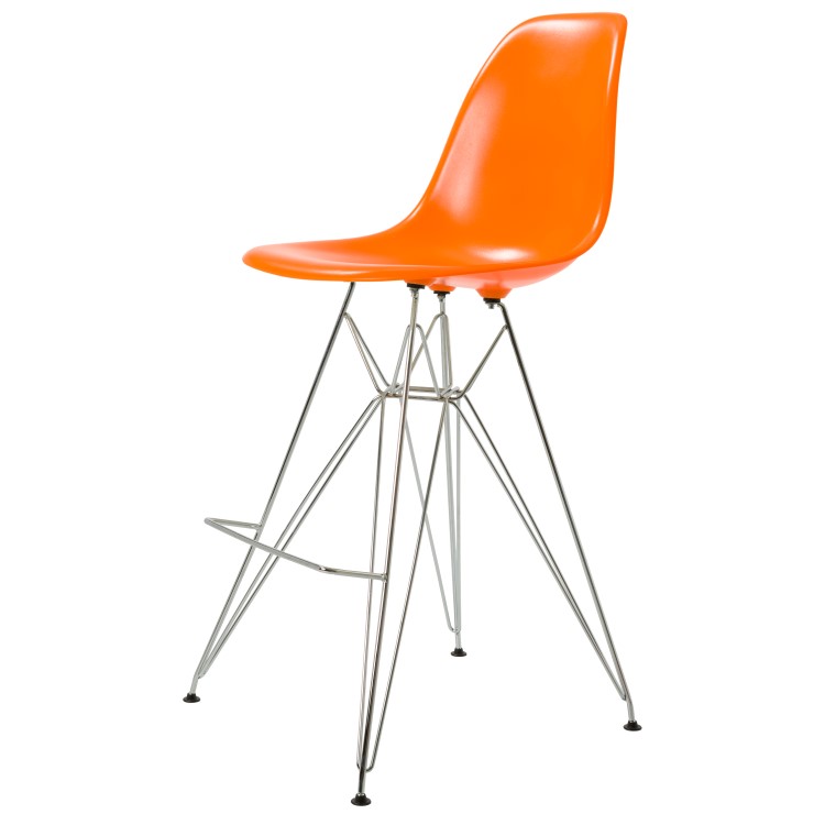 Charles Eames style, Barkruk DSR glanzend ABS oranje