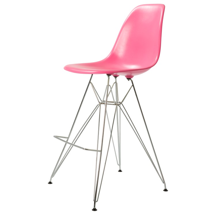 Charles Eames style, Barkruk DSR glanzend ABS roze