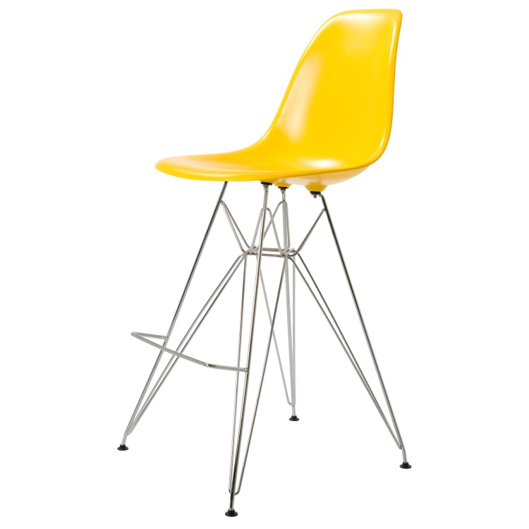 Charles Eames style, Barkruk DSR glanzend ABS geel
