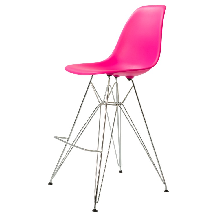 Charles Eames style, Barkruk DSR mat PP neon pink