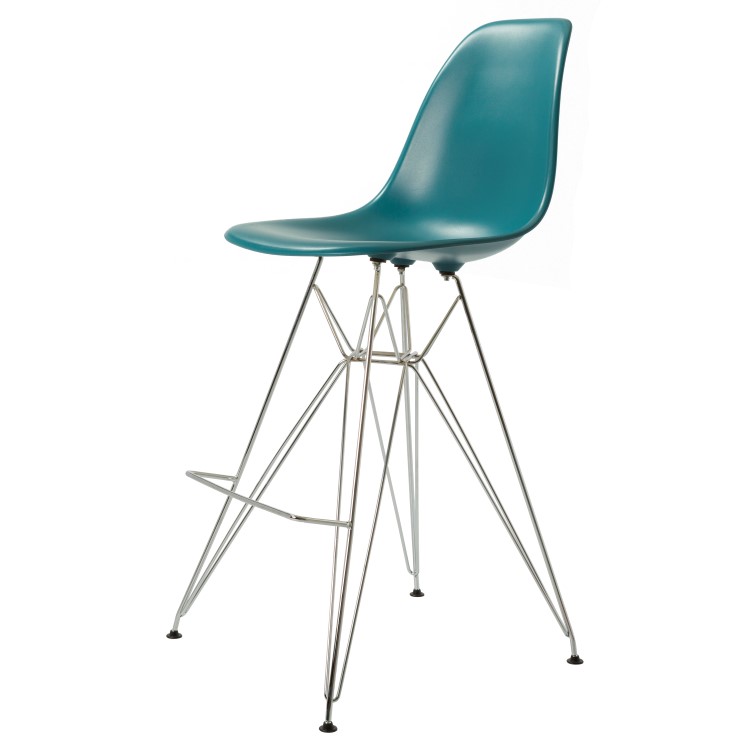 Charles Eames style, Barkruk DSR mat PP oceaanblauw
