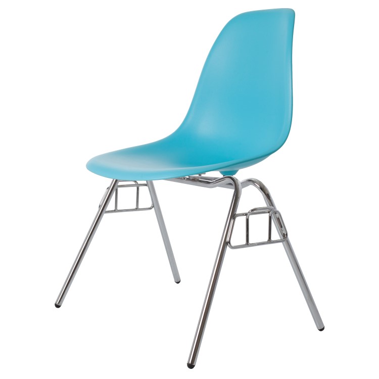 Charles Eames style, Eetkamerstoel DSS mat PP neon blauw