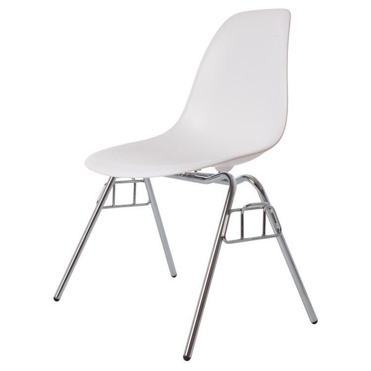 Charles Eames style, Eetkamerstoel DSS mat PP wit