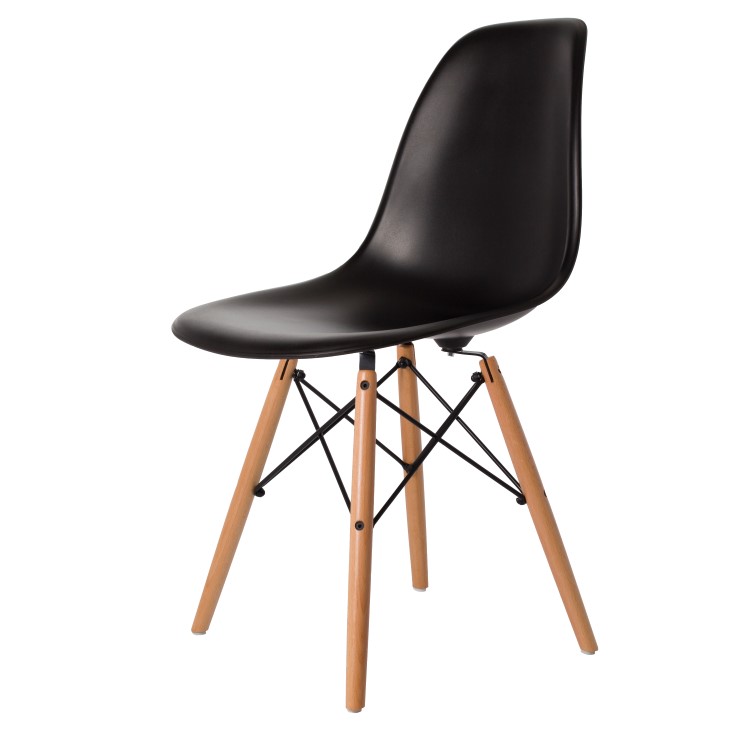 Charles Eames style, Eetkamerstoel DSW mat PP zwart