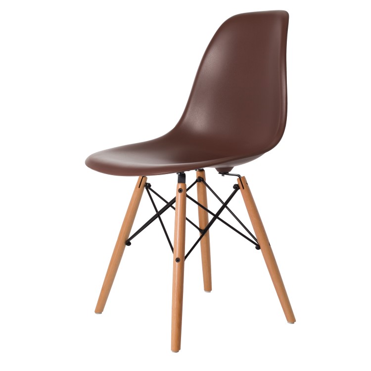 Charles Eames style, Eetkamerstoel DSW mat PP bruin