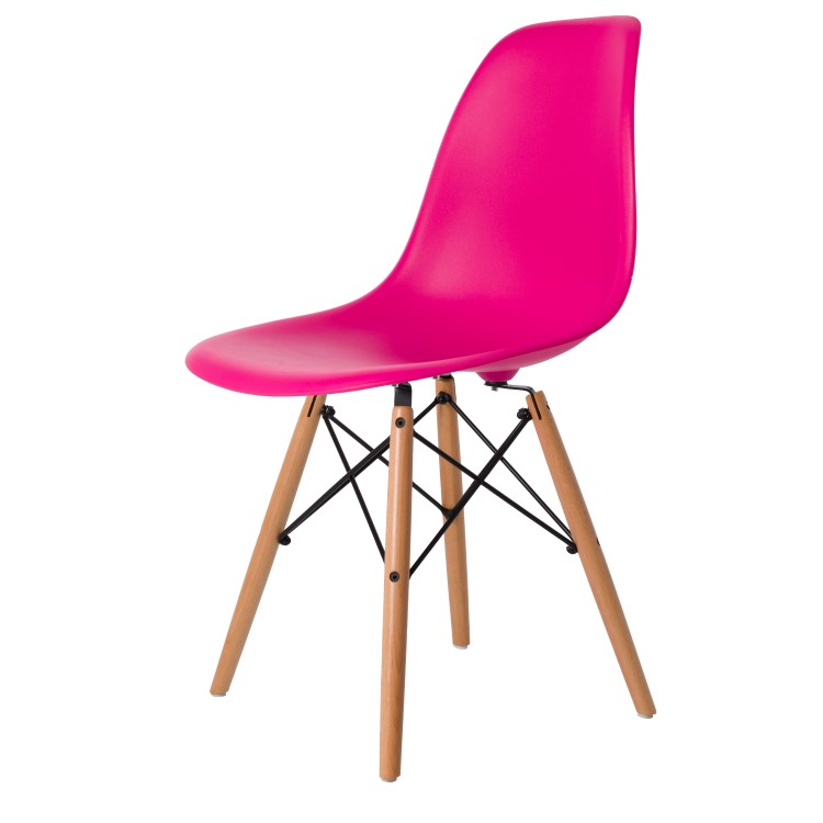 Charles Eames style, Eetkamerstoel DSW mat PP neon pink