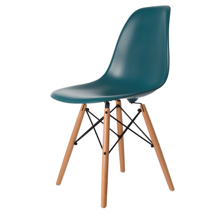 Charles Eames style, Eetkamerstoel DSW mat PP oceaanblauw