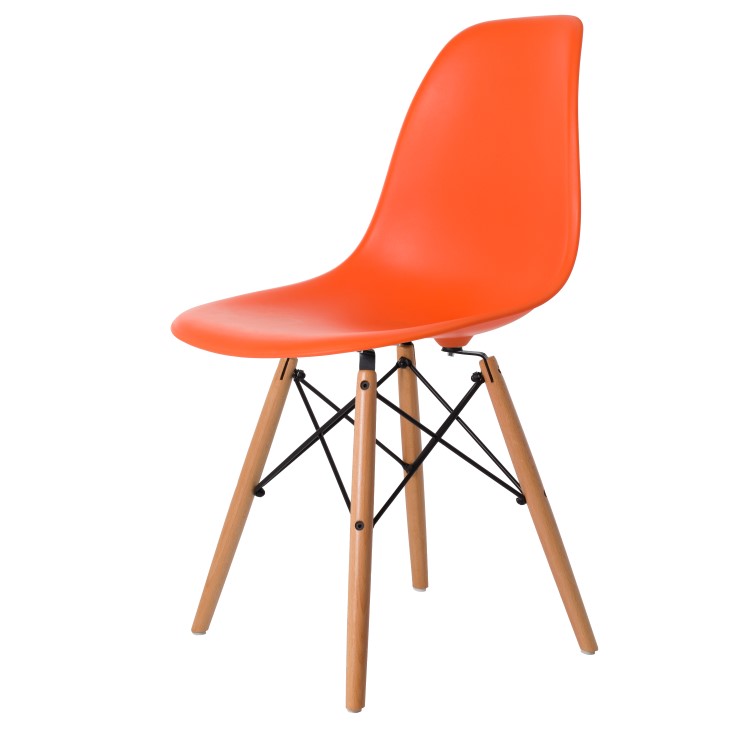 Charles Eames style, Eetkamerstoel DSW mat PP oranje