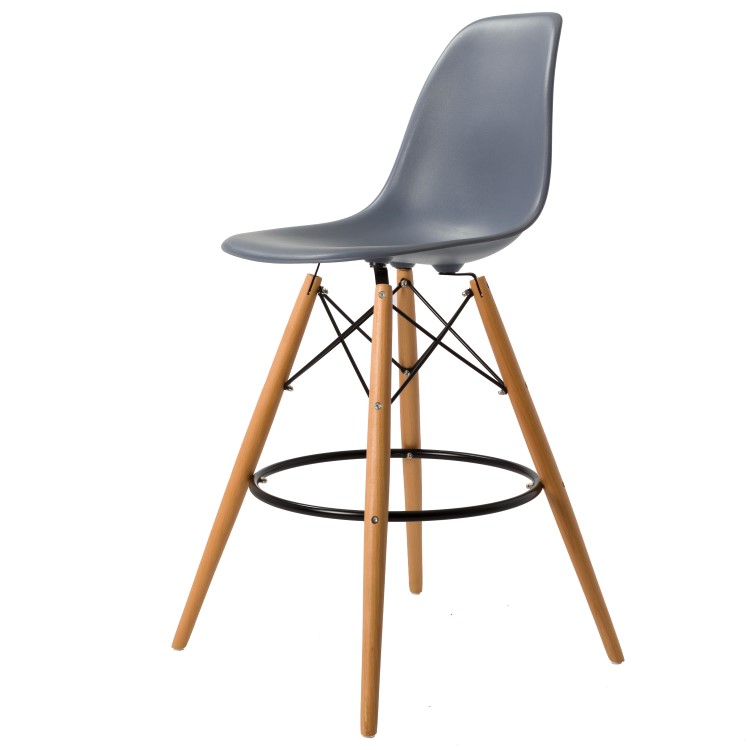 Charles Eames style, Barkruk DSW mat PP donkergrijs