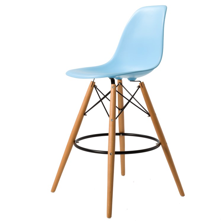 Charles Eames style, Barkruk DSW mat PP lichtblauw