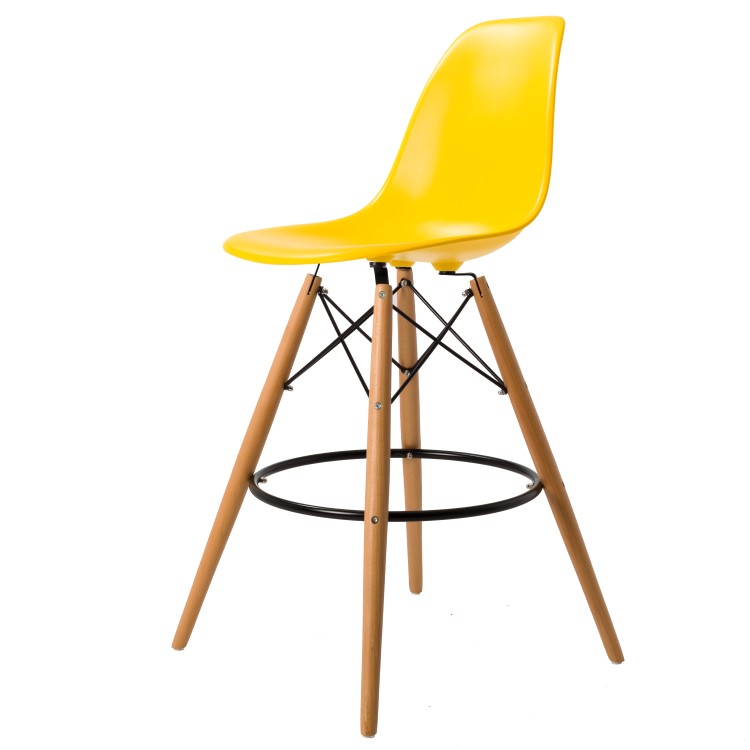 Charles Eames style, Barkruk DSW mat PP geel