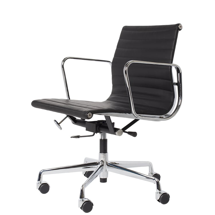 Charles Eames style, Bureaustoel EA117 Leder zwart