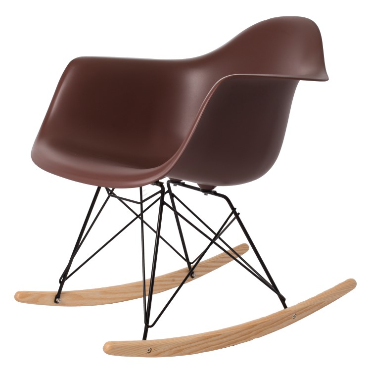 Charles Eames style, Schommelstoel RAR Zwart frame PP bruin