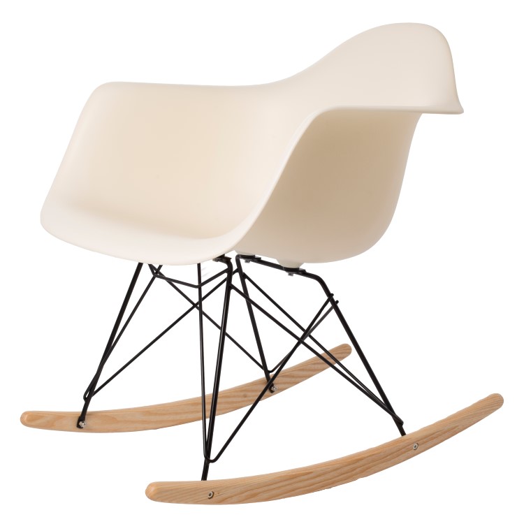 Charles Eames style, Schommelstoel RAR Zwart frame PP creme