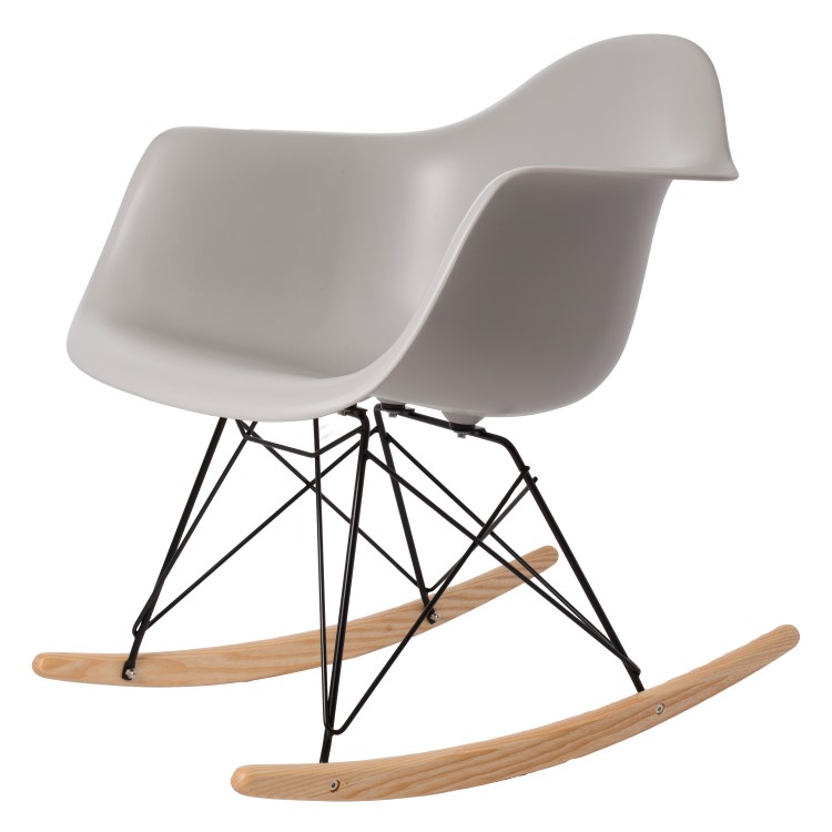 Charles Eames style, Schommelstoel RAR Zwart frame PP lichtgrijs