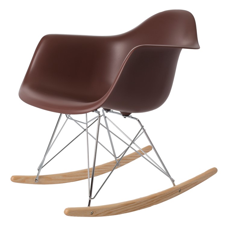 Charles Eames style, Schommelstoel RAR Chroom frame PP bruin