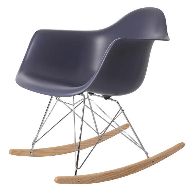 Charles Eames style, Schommelstoel RAR Chroom frame PP donkergrijs