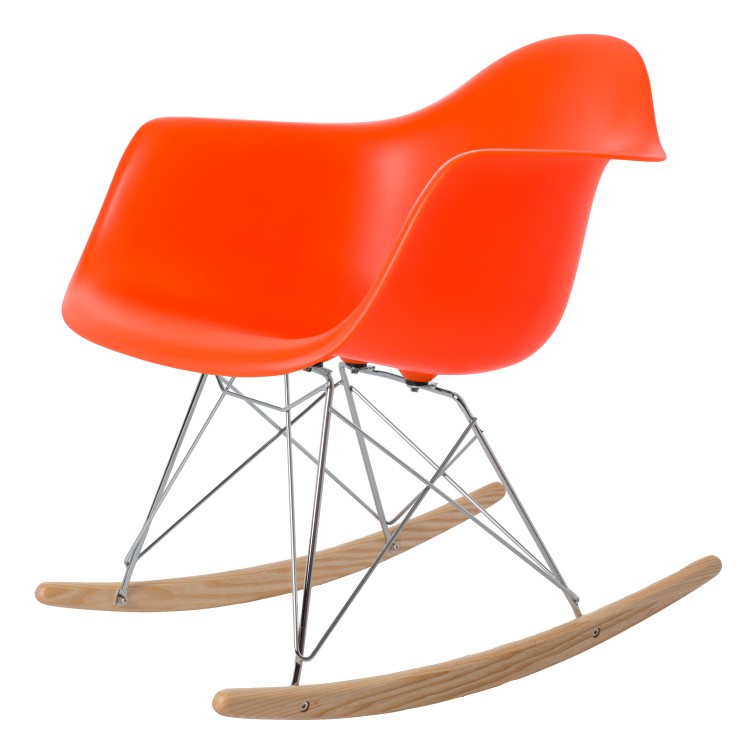Charles Eames style, Schommelstoel RAR PP neon oranje