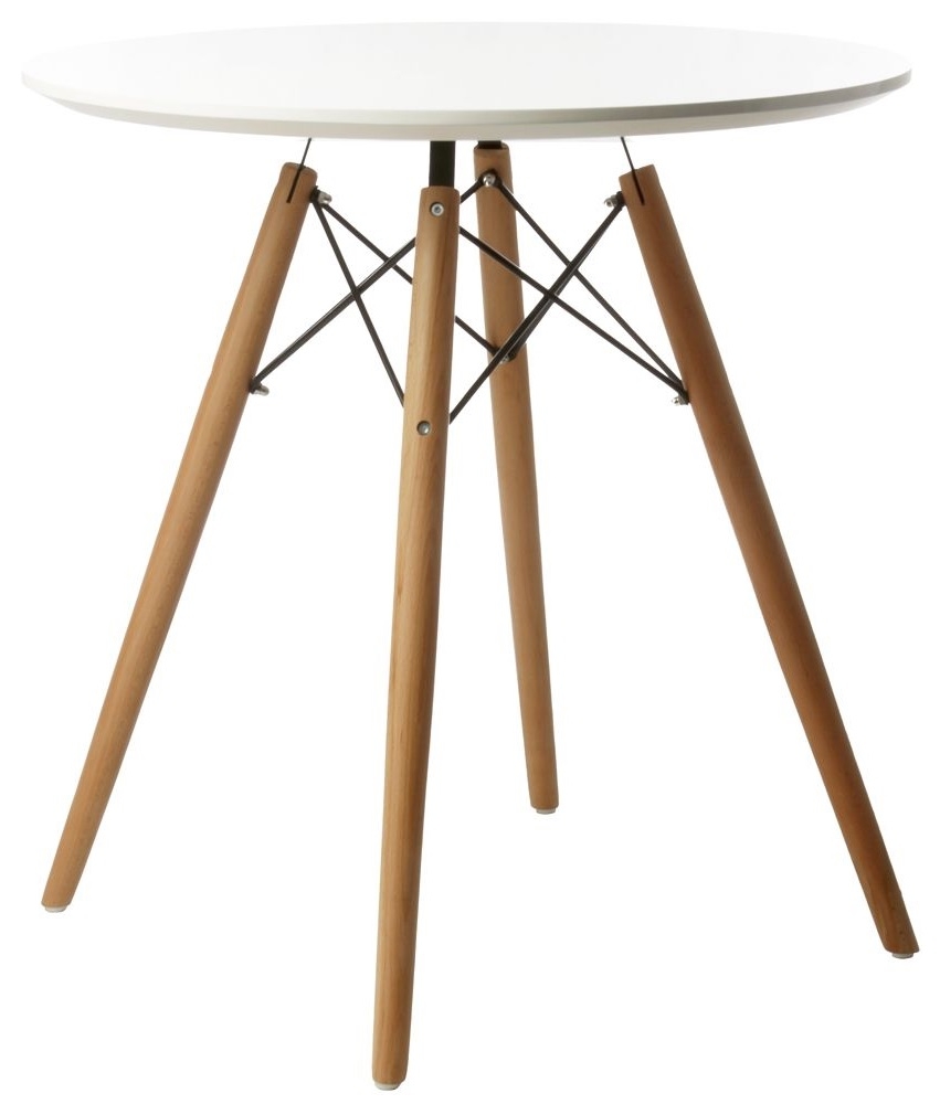 Charles Eames style, Bijzettafel Dowel Coffee table Ø 70cm. wit