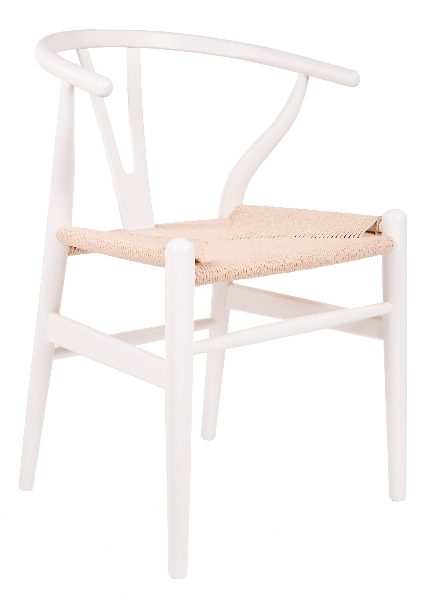 Wegner style, Eetkamerstoel Y-chair wishbone CH24 wit naturel