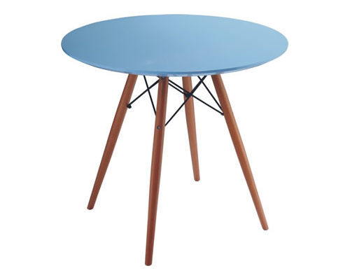 Charles Eames style, Bijzettafel Dowel Coffee table Ø 70cm. blauw