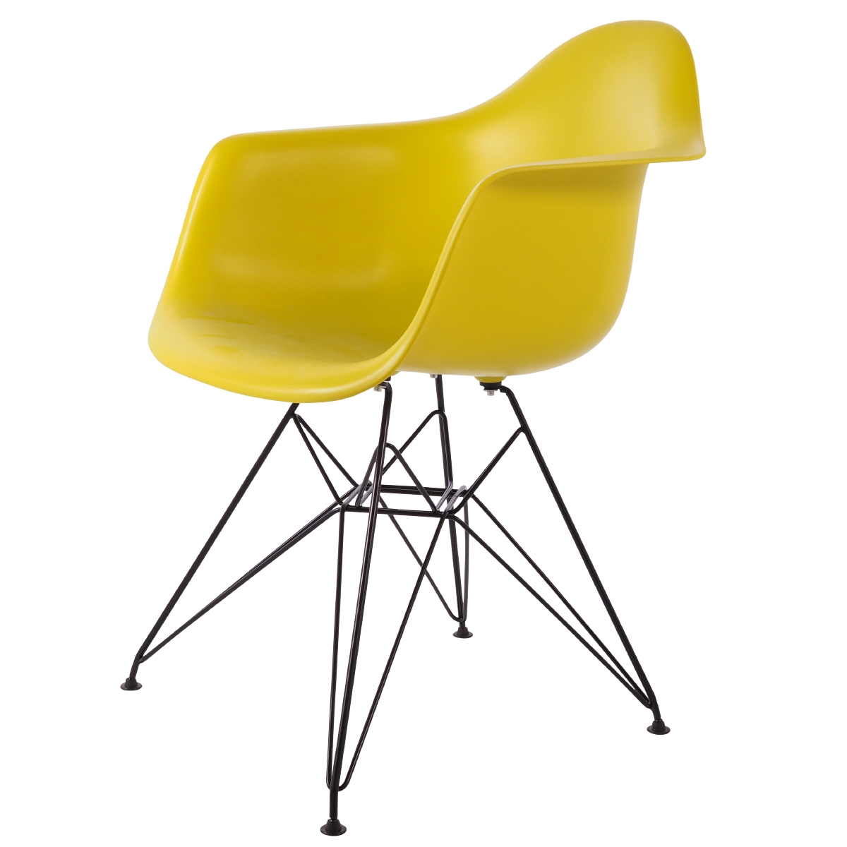 Charles Eames style, Eetkamerstoel DAR Zwart frame PP mosterd