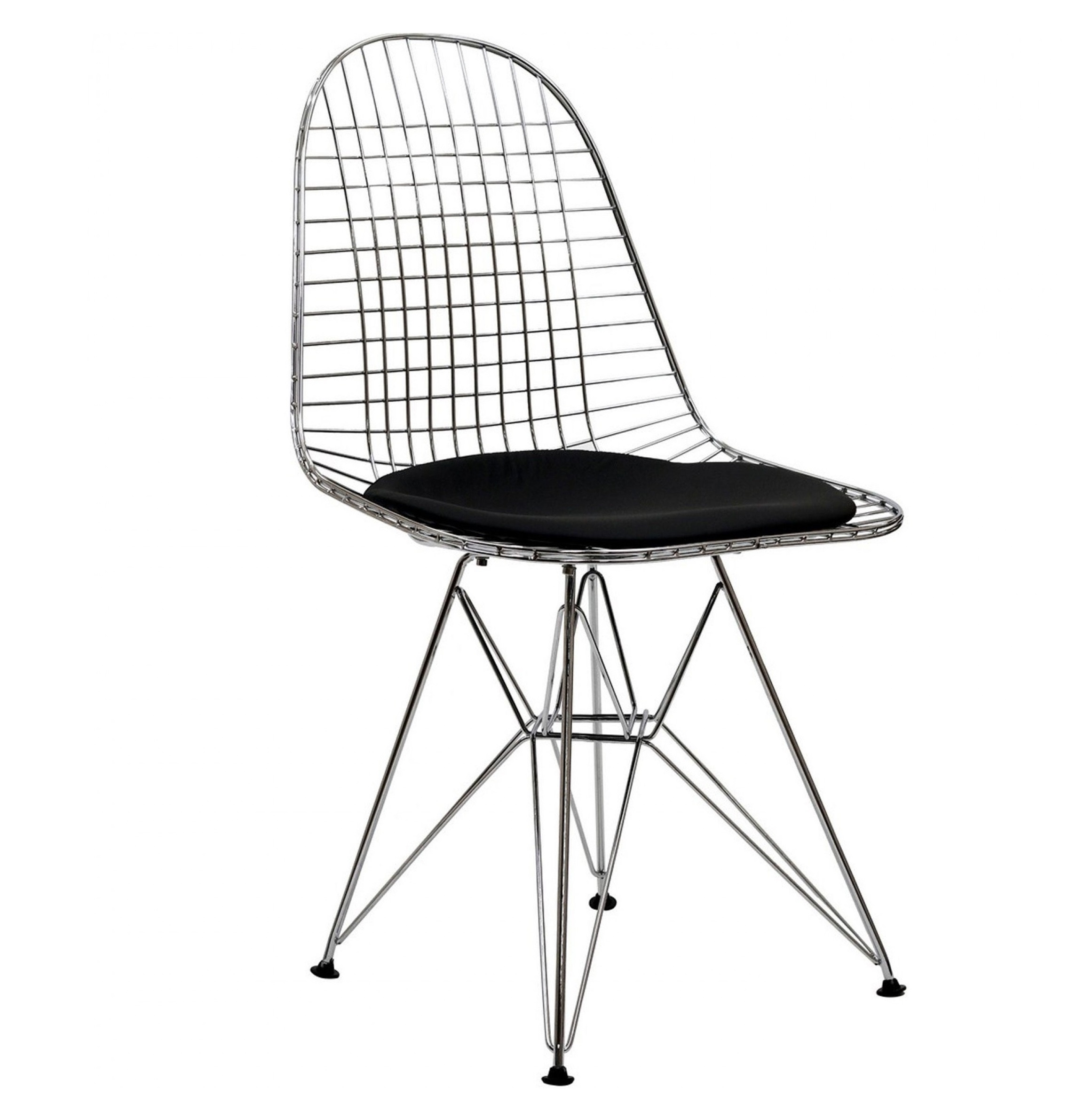 Charles Eames style, Eetkamerstoel DKR chroom Leer zwart