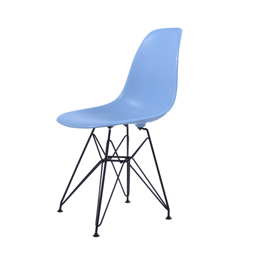Charles Eames style, Eetkamerstoel DSR Zwart frame ABS lichtblauw