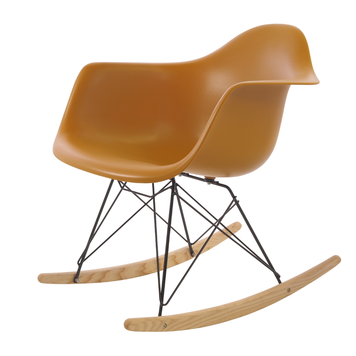 Charles Eames style, Schommelstoel RAR Zwart frame PP gember