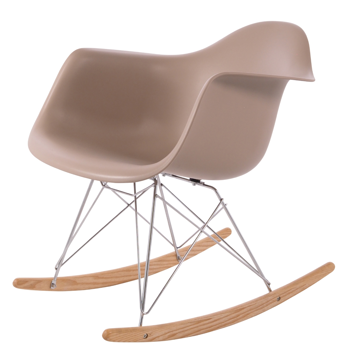Charles Eames style, Schommelstoel RAR Chroom frame PP licht choco