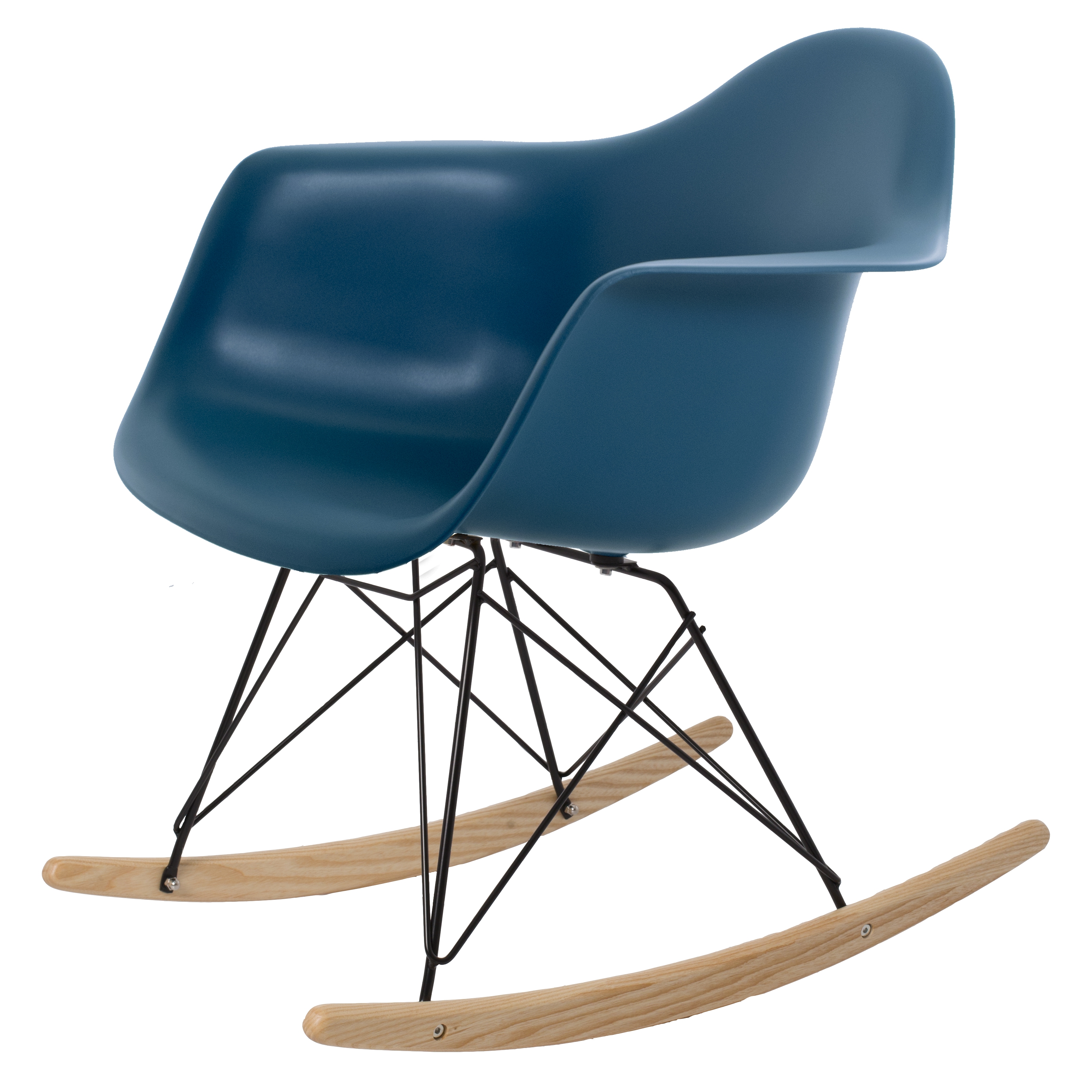 Charles Eames style, Schommelstoel RAR Zwart frame PP oceaanblauw