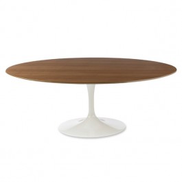 Eero Saarinen style, Eettafel Tulip Table Oval Bovenblad walnoot Onderstel wit
