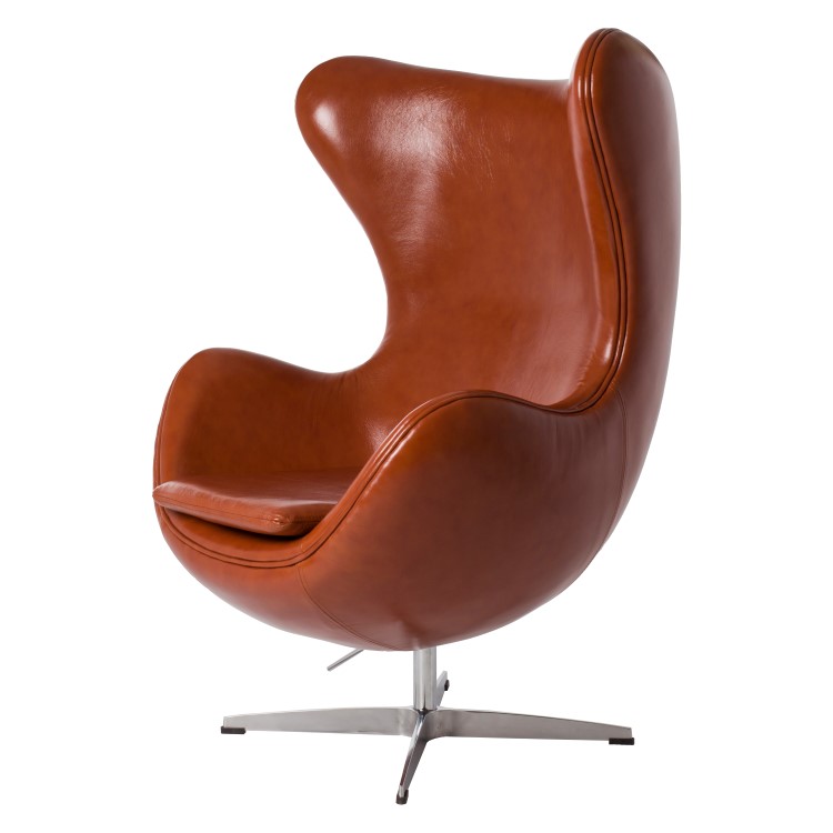 Arne Jacobsen style, Lounge stoel Egg stoel cognac
