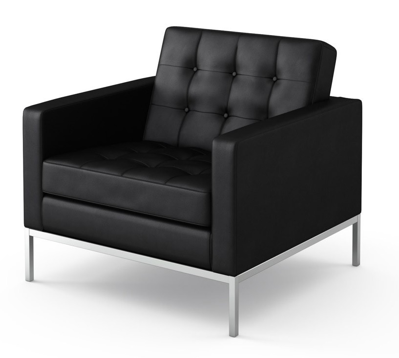 Ludwig Mies vd Rohe style, Lounge stoel Florence Stoel zwart
