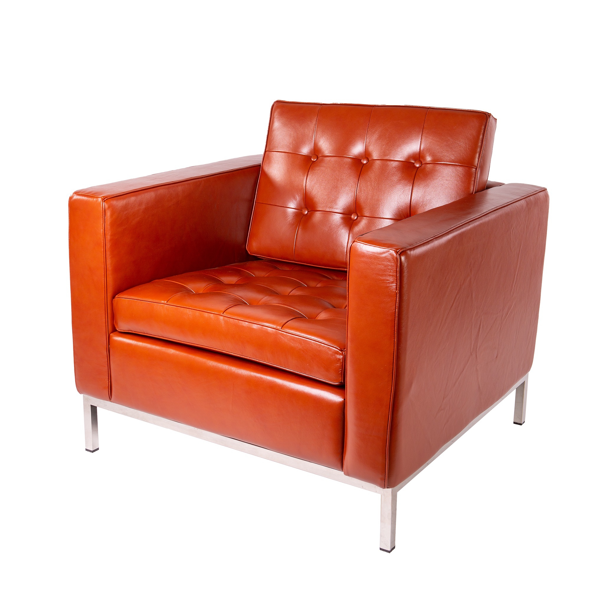 Ludwig Mies vd Rohe style, Lounge stoel Florence Stoel cognac