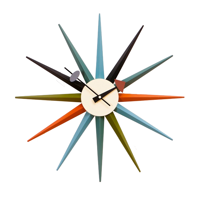 George Nelson style, Wandklok Starburst clock veelkleurig
